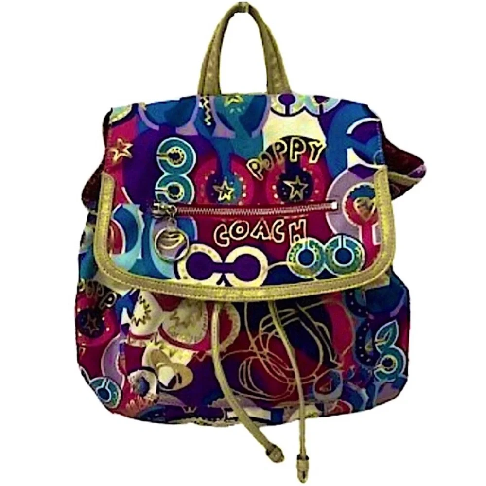 COACH Poppy Pop C Graffiti Backpack Wide Adjustable Straps W/ COACH DUST BAG